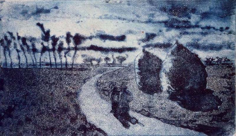 Camille Pissarro Twilight with Haystacks Sweden oil painting art